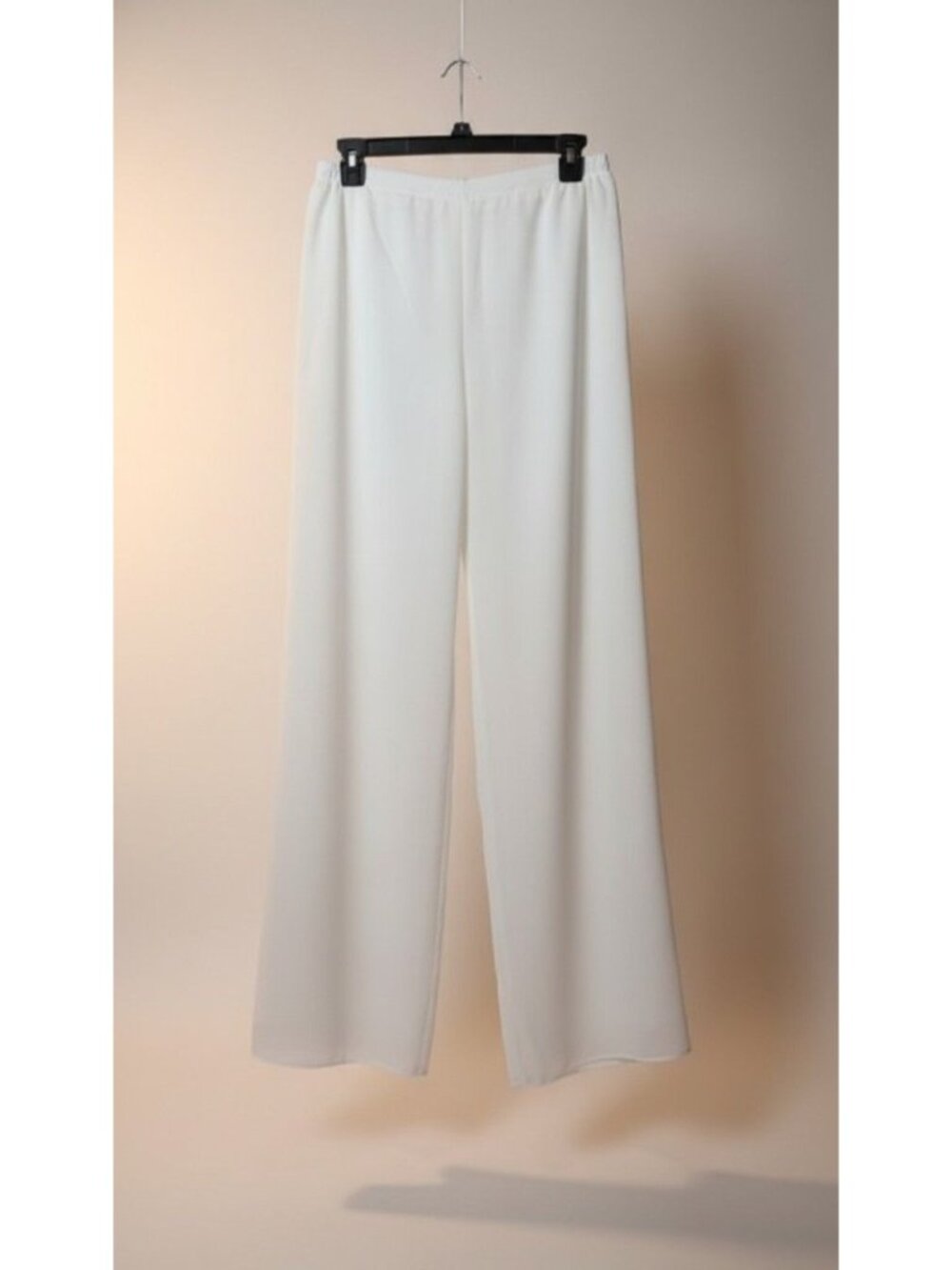 White Elastic-Waist Wide-Leg Pants with Sheer Overlay Resort Cruise Wear Boho Ch